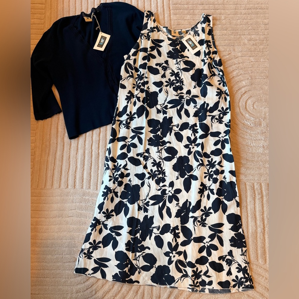 NWT! 2 Pc Silk Blend Tank Dress and Sweater Set